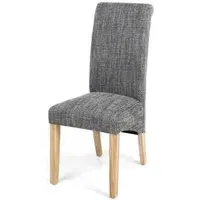 Karta Scroll Back Dining Chair - Grey, Tweed