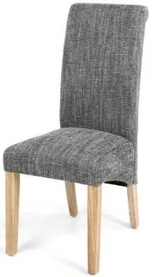 Karta Scroll Back Dining Chair - Grey, Tweed image
