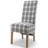 Krista Herringbone Check Roll Back Dining Chair - Cappuccino