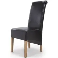 Krista Roll Back Dining Chair Set of 2 - Black, Bonded Leather