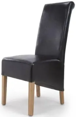 Krista Roll Back Dining Chair Set of 2 - Black, Bonded Leather image
