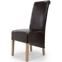 Krista Roll Back Dining Chair Set of 2 - Brown, Bonded Leather