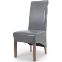 Krista Roll Back Dining Chair Set of 2 - Grey, Bonded Leather