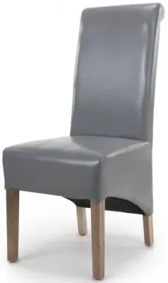 Krista Roll Back Dining Chair Set of 2 - Grey, Bonded Leather