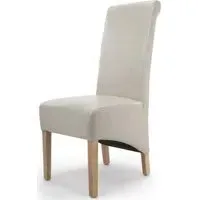 Krista Roll Back Dining Chair Set of 2 - Ivory, Bonded Leather