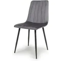 Lisbon Dining Chair Set of 4 - Grey, Velvet