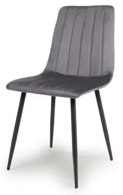 Lisbon Dining Chair Set of 4 - Grey, Velvet