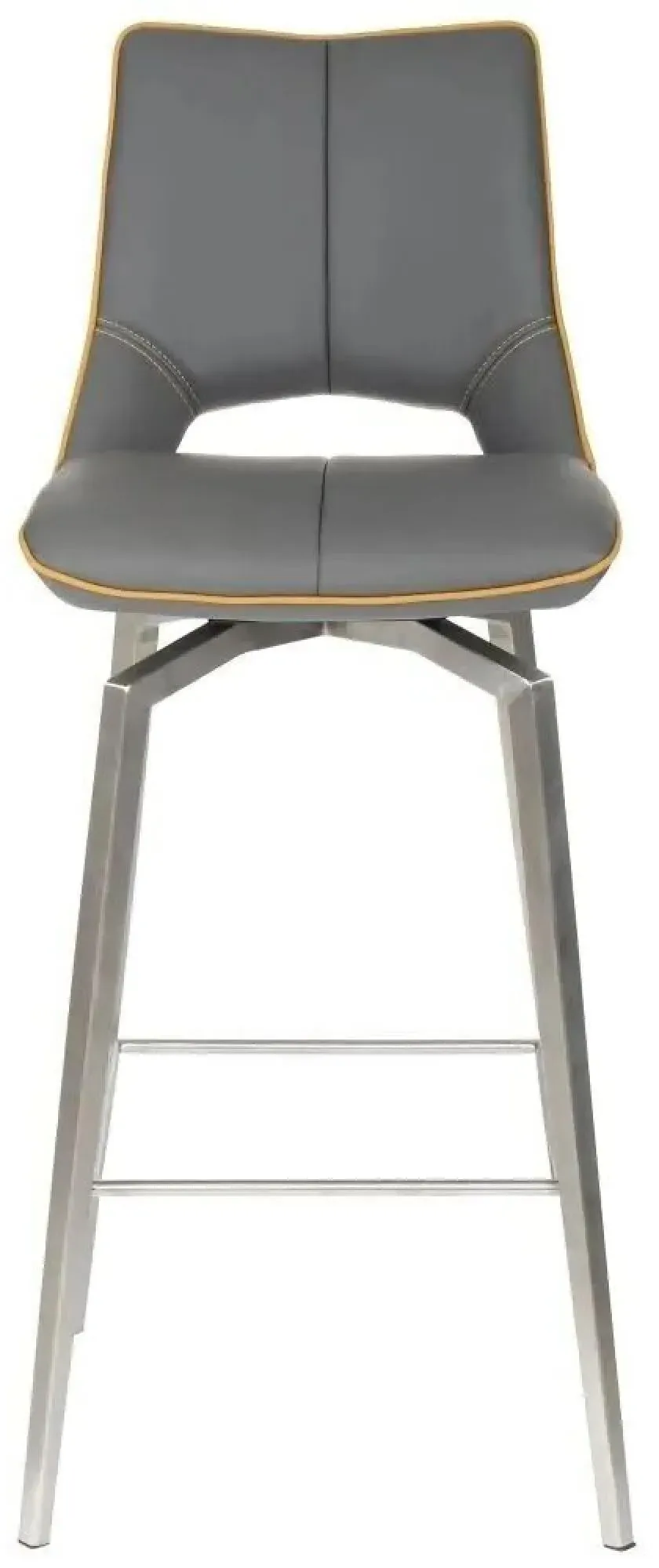 Mako Swivel Bar Stool - Grey, Leather Effect
