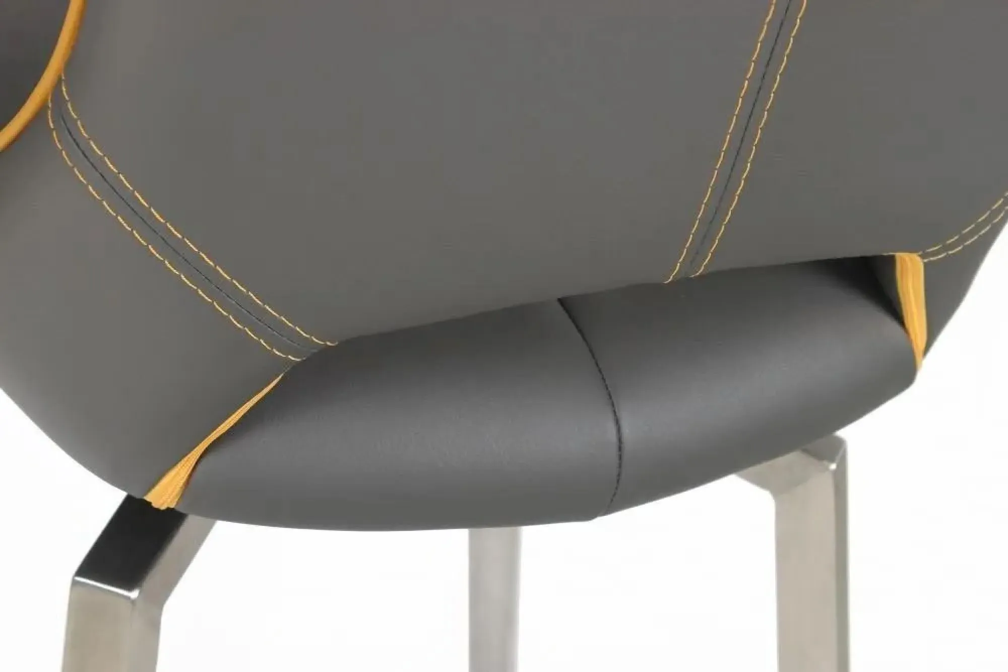 Mako Swivel Bar Stool - Grey, Leather Effect