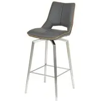 Mako Swivel Bar Stool - Grey, Leather Effect