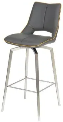 Mako Swivel Bar Stool - Grey, Leather Effect image