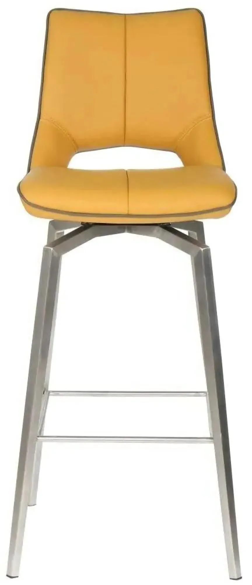 Mako Swivel Bar Stool - Yellow, Leather Effect