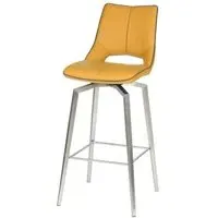 Mako Swivel Bar Stool - Yellow, Leather Effect