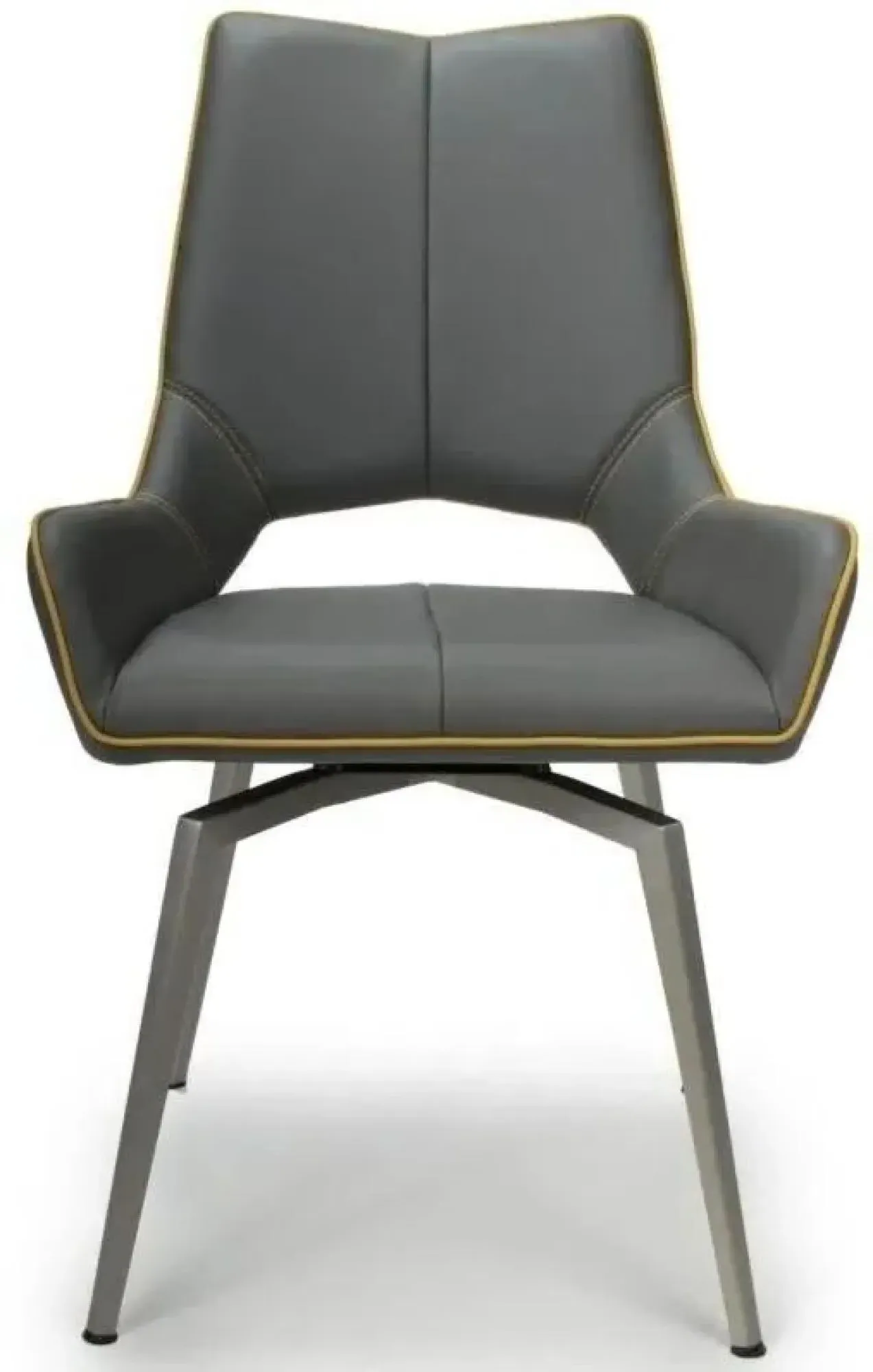 Mako Swivel Dining Chair - Grey, Leather Effect