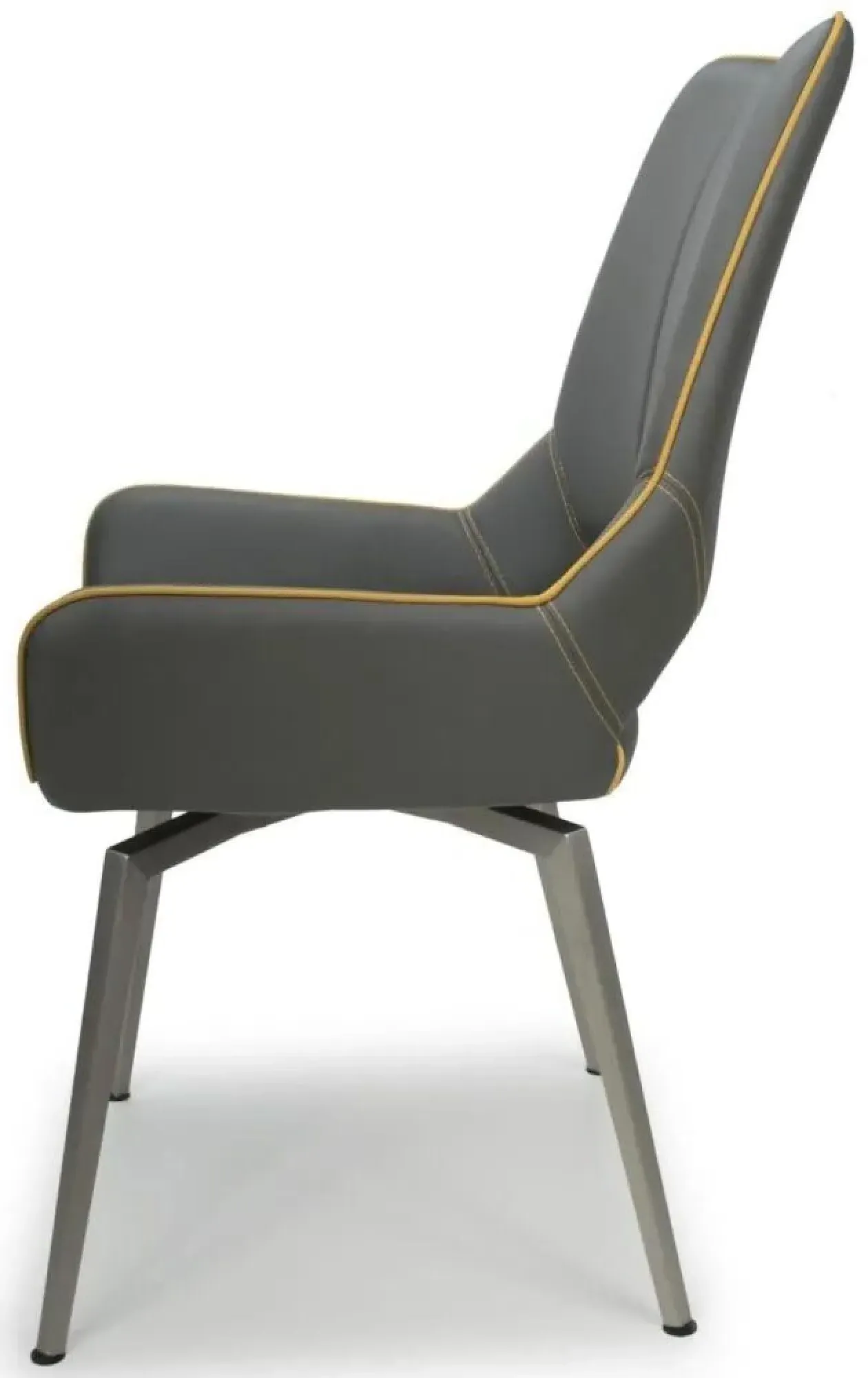 Mako Swivel Dining Chair - Grey, Leather Effect