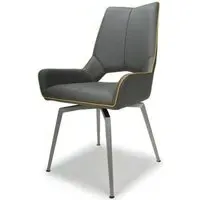 Mako Swivel Dining Chair - Grey, Leather Effect