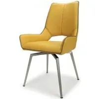 Mako Swivel Dining Chair - Yellow, Leather Effect