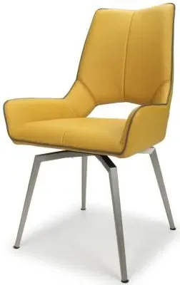 Mako Swivel Dining Chair - Yellow, Leather Effect