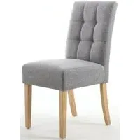 Moseley Stitched Waffle Dining Chair - Silver Grey, Linen