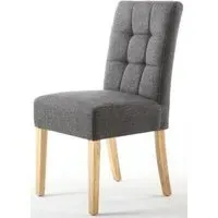Moseley Stitched Waffle Dining Chair - Steel Grey, Linen