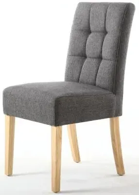 Moseley Stitched Waffle Dining Chair - Steel Grey, Linen