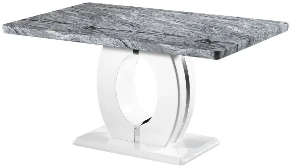 Neptune Medium Dining Table - Grey, Marble Effect