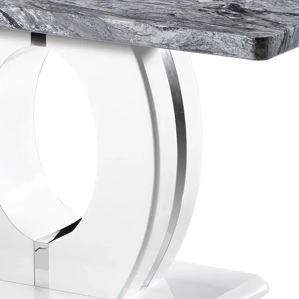 Neptune Medium Dining Table - Grey, Marble Effect