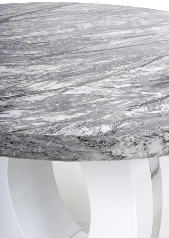 Neptune Round Dining Table - Grey, Marble Effect