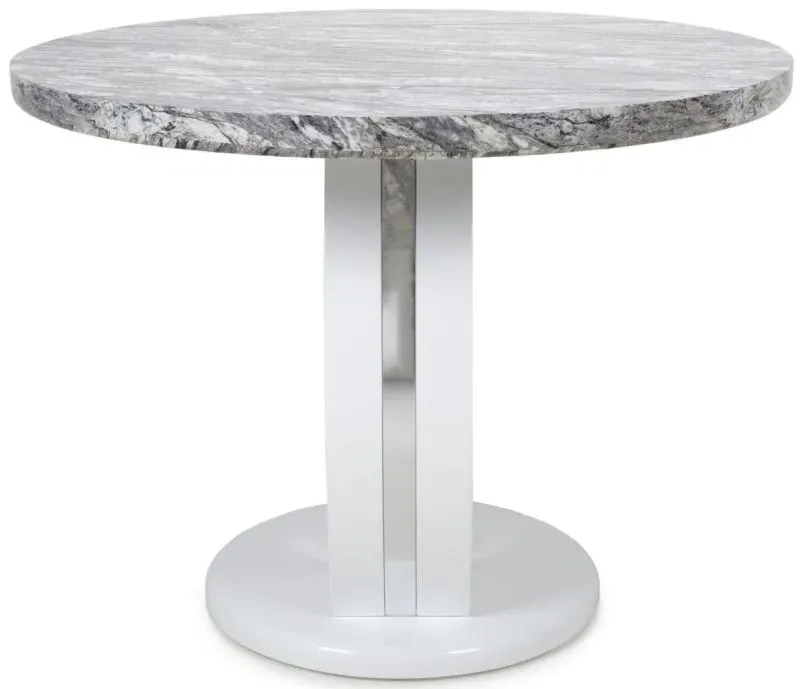 Neptune Round Dining Table - Grey, Marble Effect