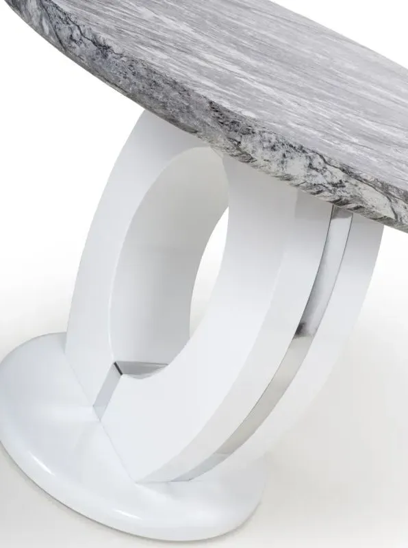Neptune Round Dining Table - Grey, Marble Effect