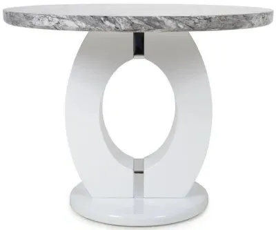 Neptune Round Dining Table - Grey, Marble Effect