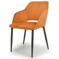 Nero Brushed Dining Chair Set - Burnt Orange, Velvet