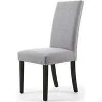 Randall Stud Detail Dining Chair - Silver Grey, Linen