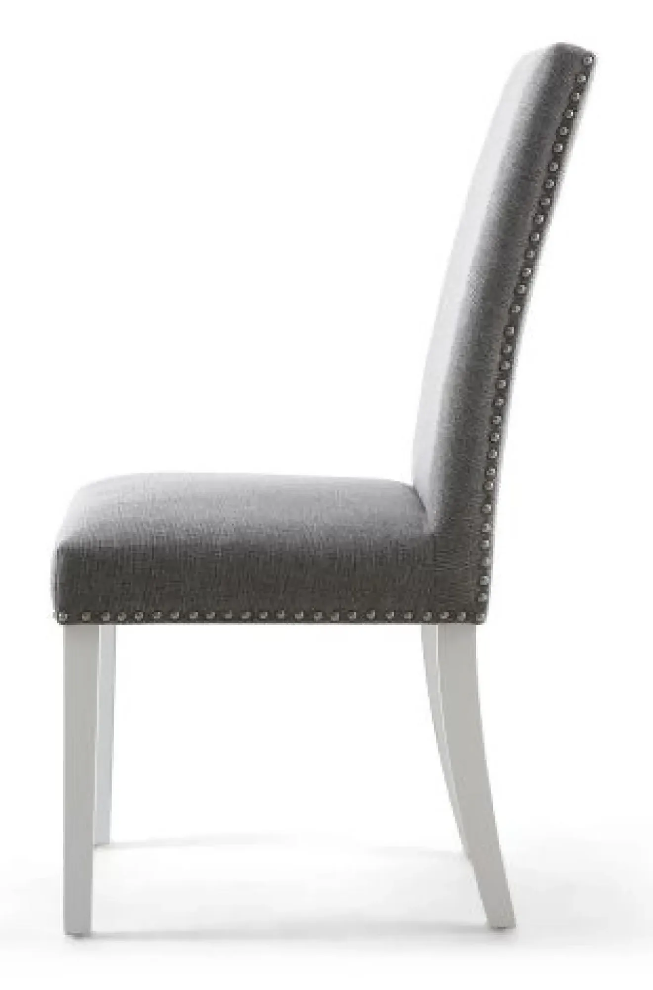 Randall Stud Detail Dining Chair - Silver Grey, Linen
