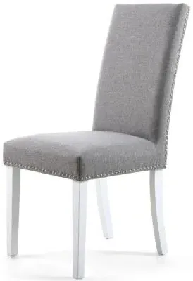Randall Stud Detail Dining Chair - Silver Grey, Linen