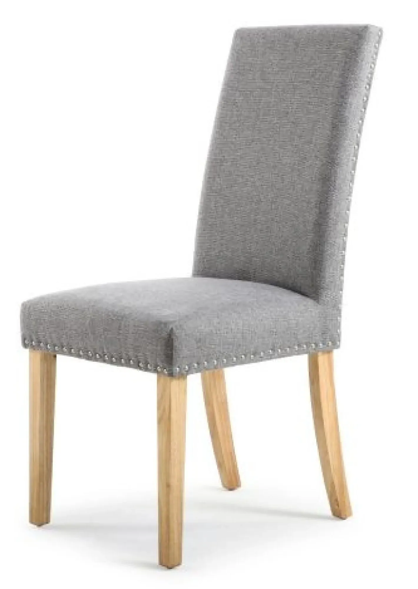 Randall Stud Detail Dining Chair - Silver Grey, Linen