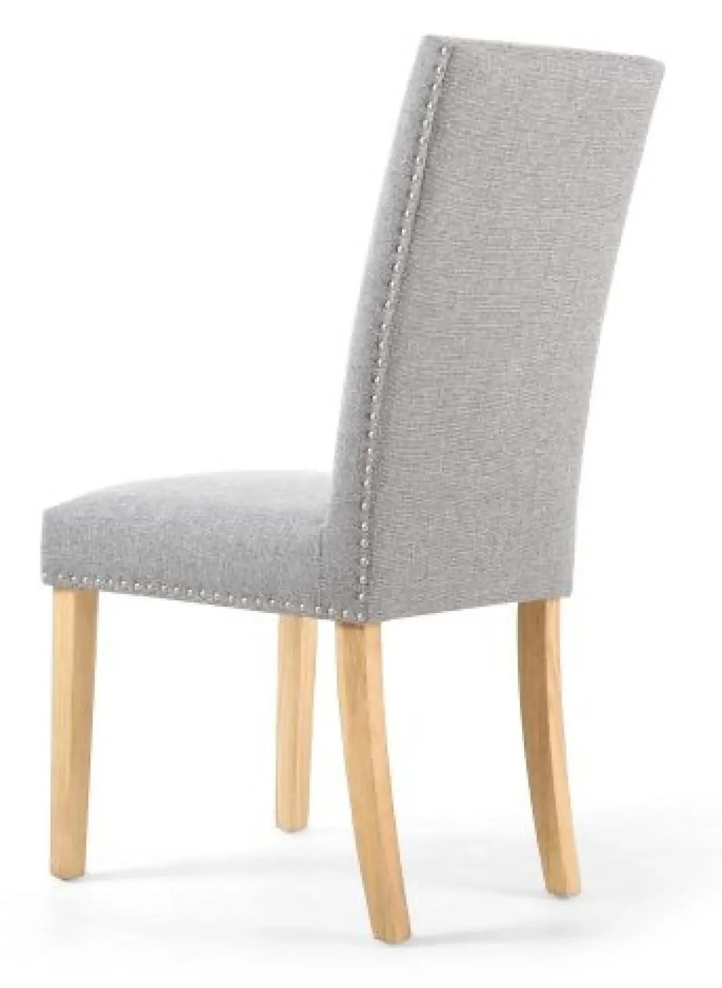Randall Stud Detail Dining Chair - Silver Grey, Linen