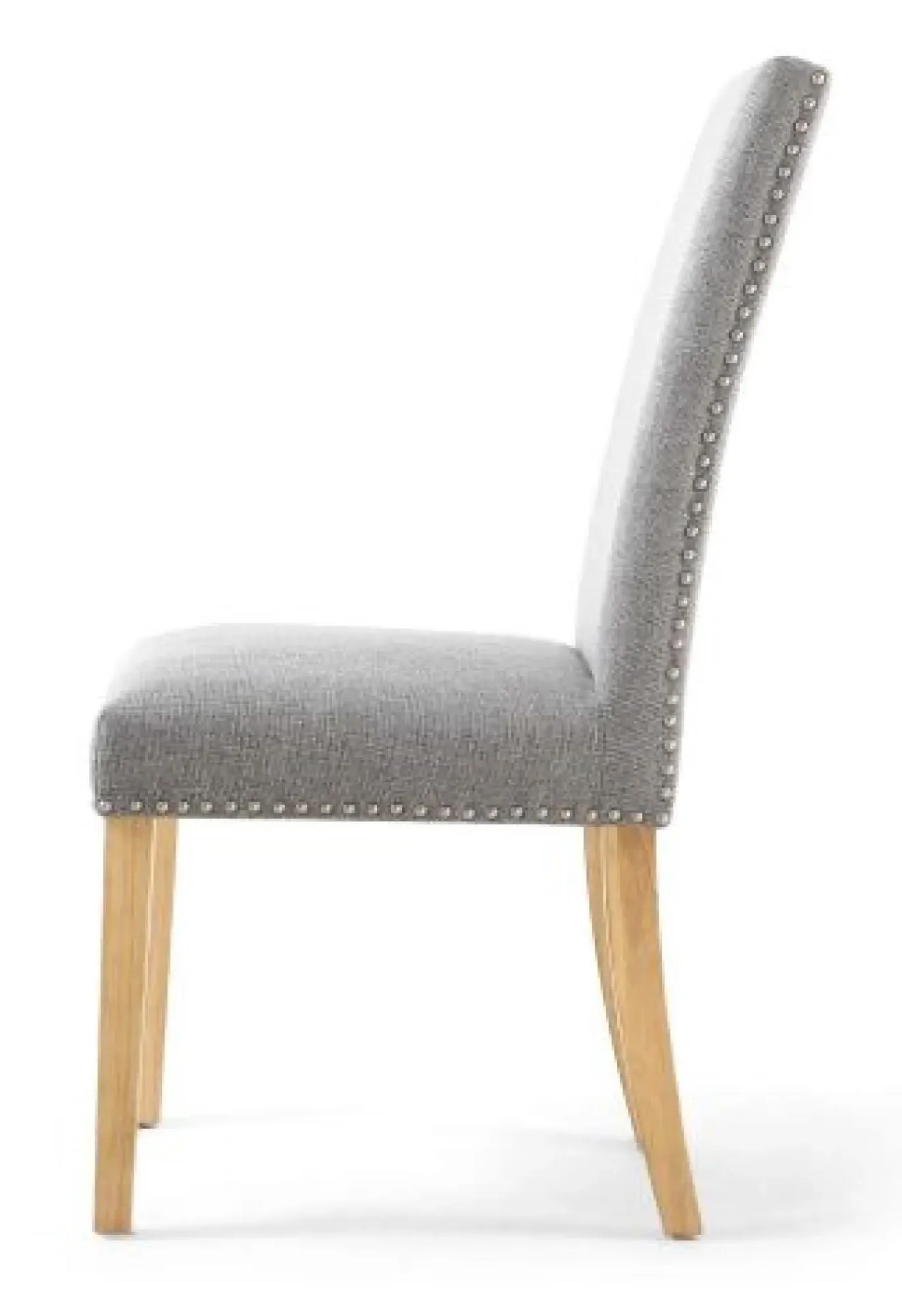 Randall Stud Detail Dining Chair - Silver Grey, Linen