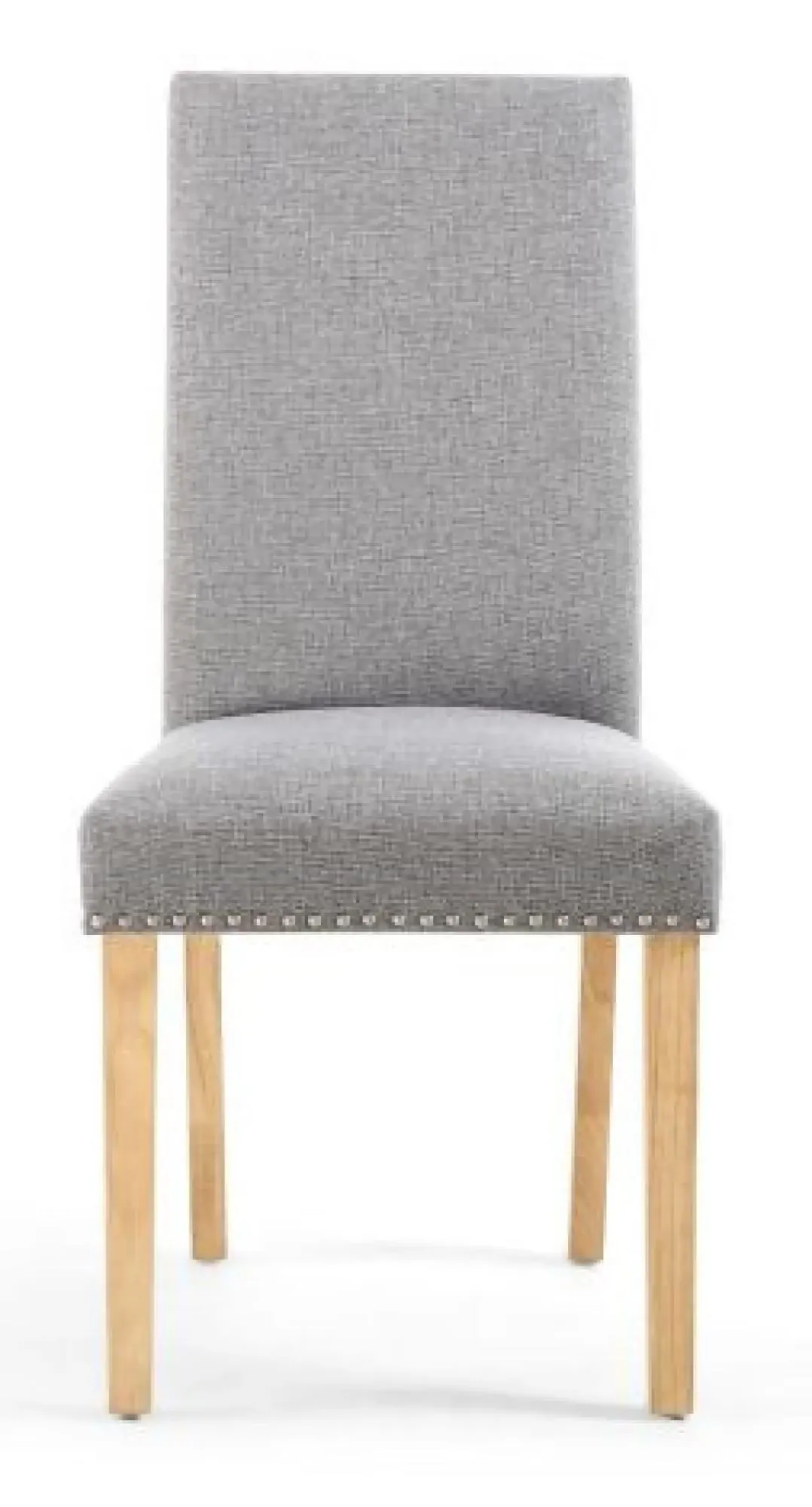 Randall Stud Detail Dining Chair - Silver Grey, Linen