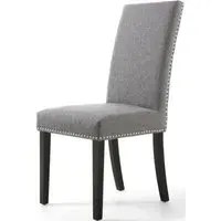 Randall Stud Detail Dining Chair - Steel Grey, Linen