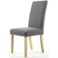 Randall Stud Detail Dining Chair - Steel Grey, Linen