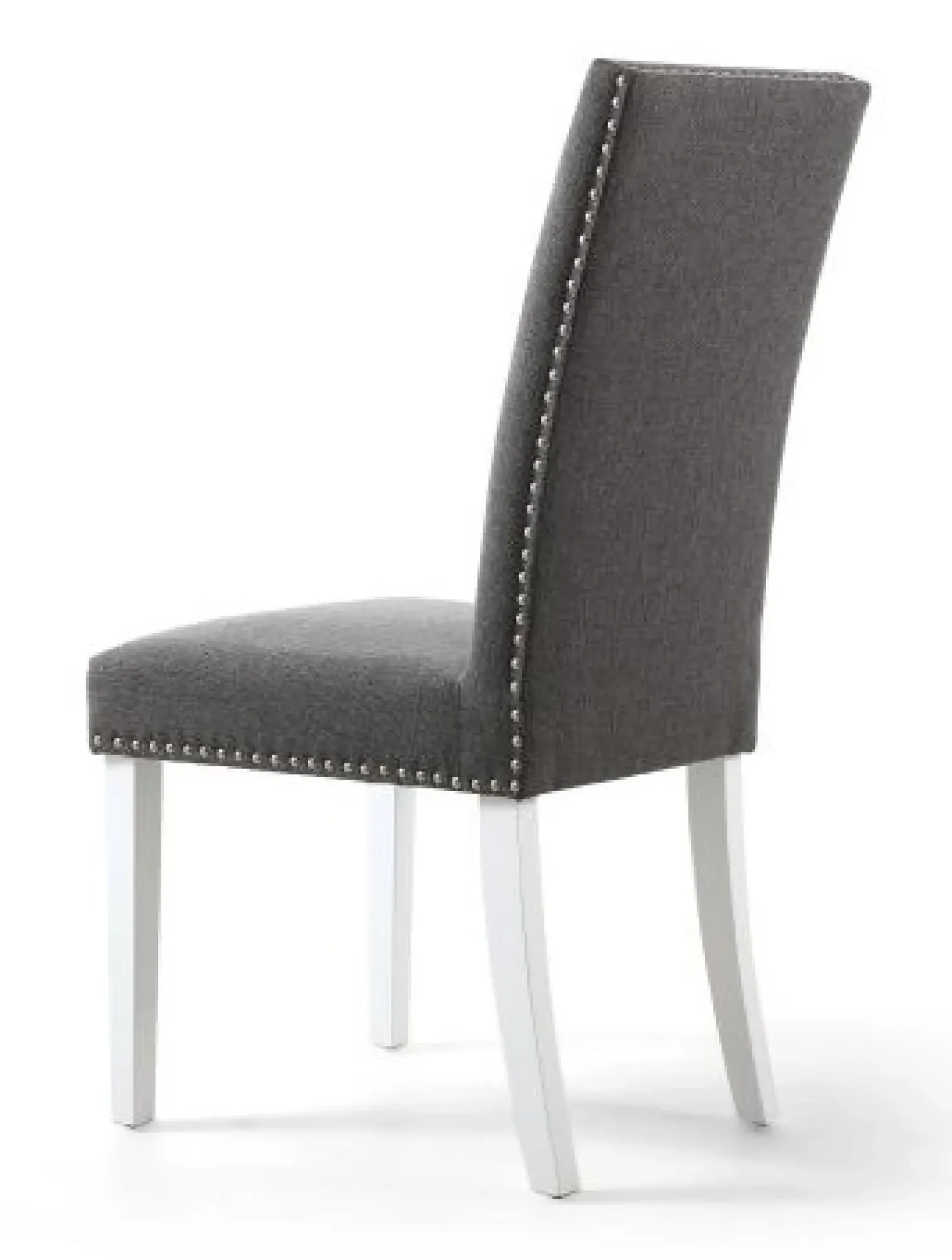 Randall Stud Detail Dining Chair - Steel Grey, Linen