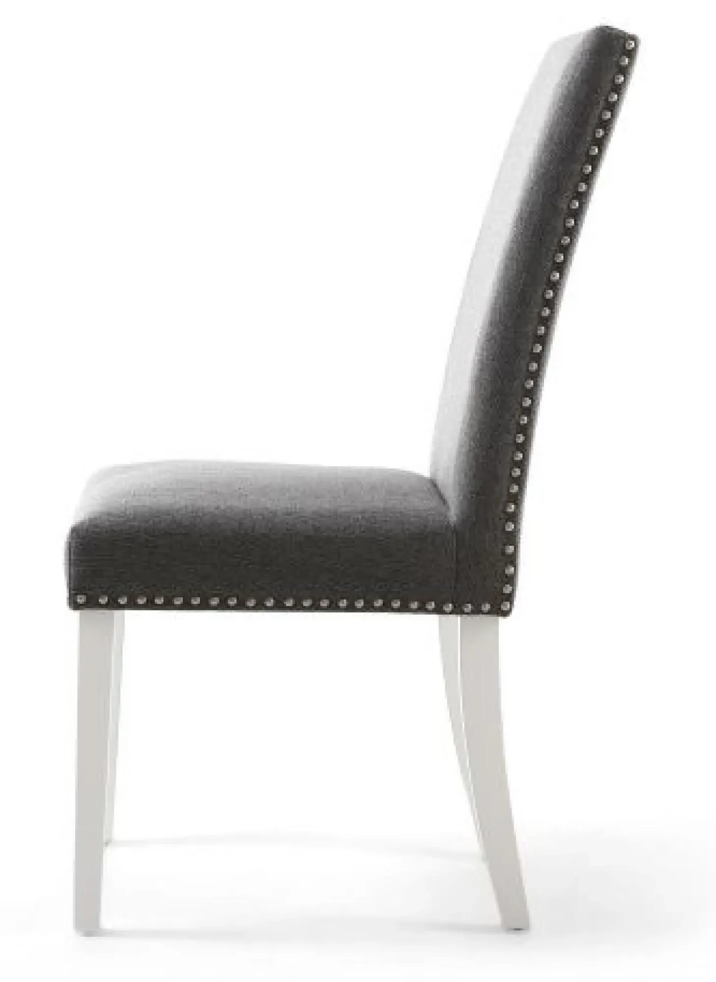Randall Stud Detail Dining Chair - Steel Grey, Linen