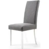 Randall Stud Detail Dining Chair - Steel Grey, Linen
