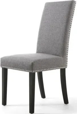 Randall Stud Detail Dining Chair - Steel Grey, Linen