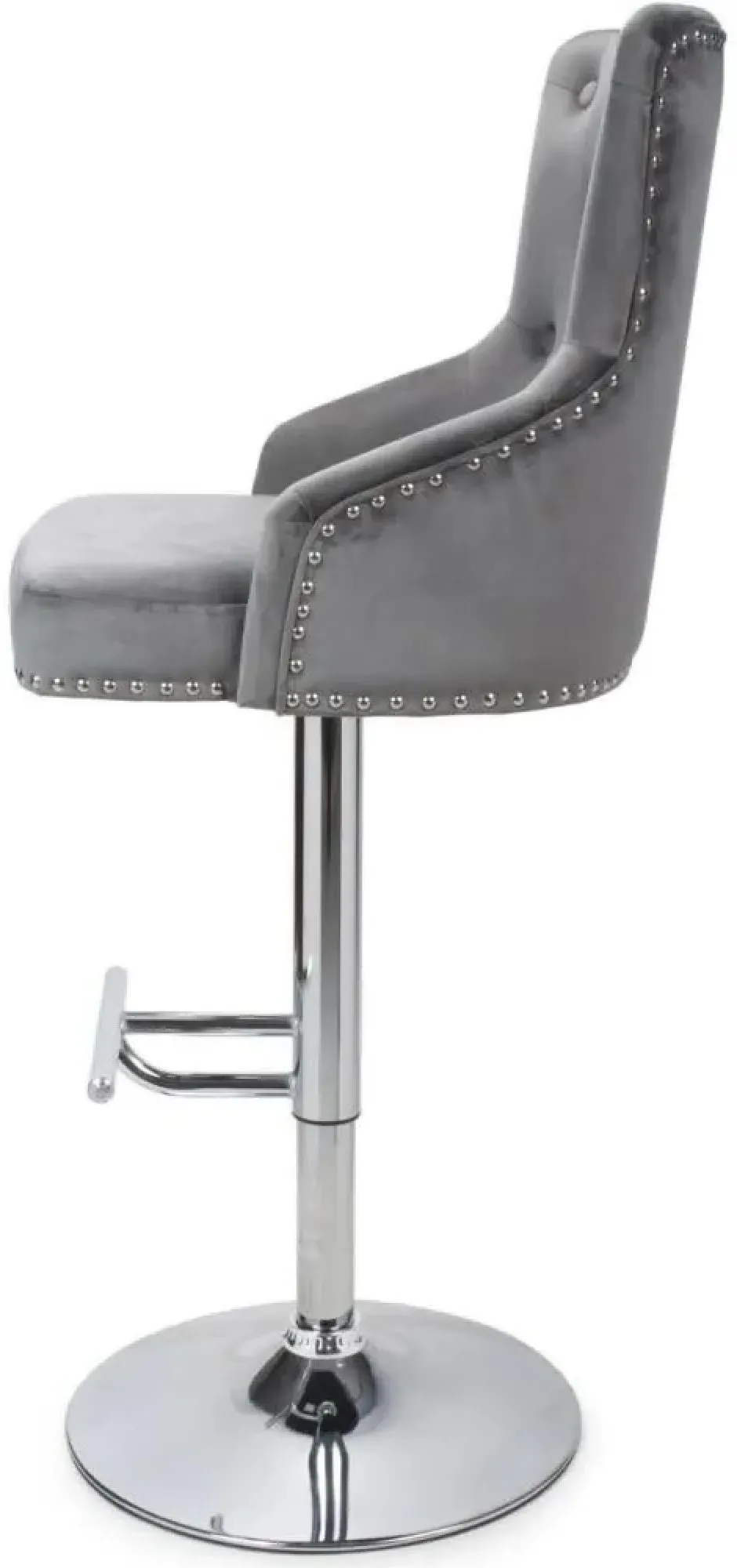 Rocco Tufted Bar Stool - Grey, Velvet