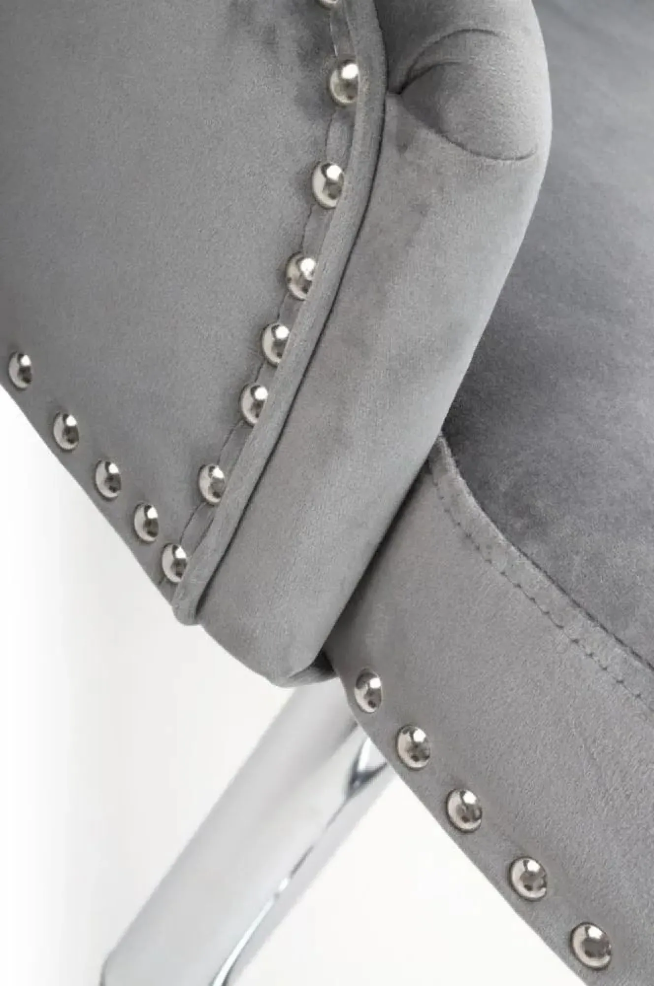 Rocco Tufted Bar Stool - Grey, Velvet