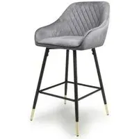 Savanna Brushed Velvet Bar Stool Set - Grey