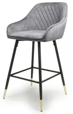 Savanna Brushed Velvet Bar Stool Set - Grey image