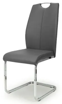 Toledo Dining Chair Set of 4 - Grey, Leather Effect